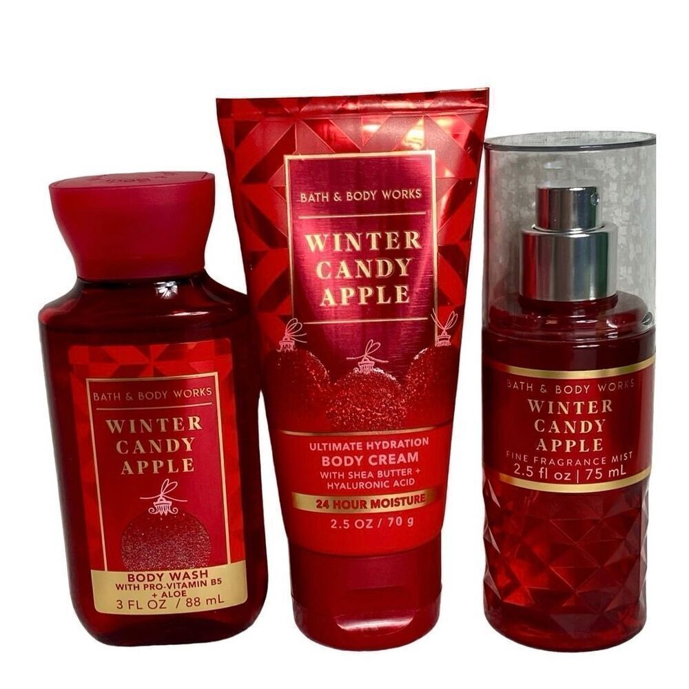 Bath and Body Works WINTER CANDY APPLE Travel Size 3 Piece Set